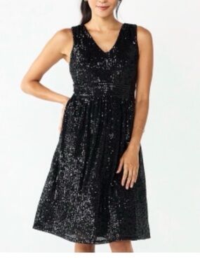 Draper James Black Sequin Midi Dress